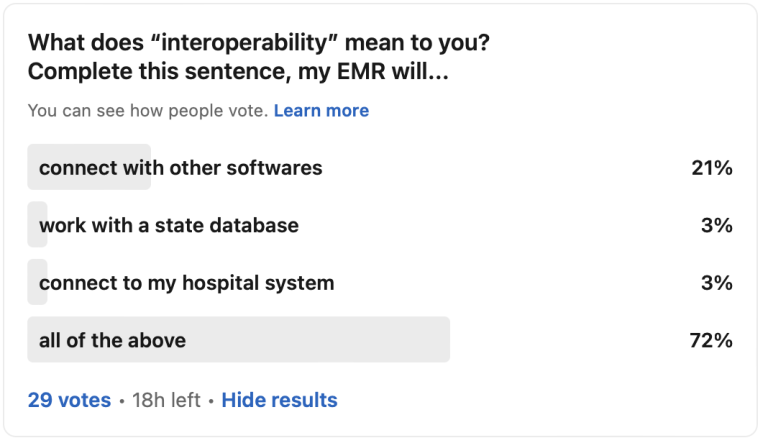 What does "inmteroperability" means to you? chart
